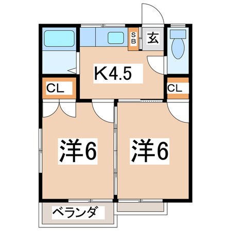 郡山富田駅 徒歩13分 2階の物件間取画像